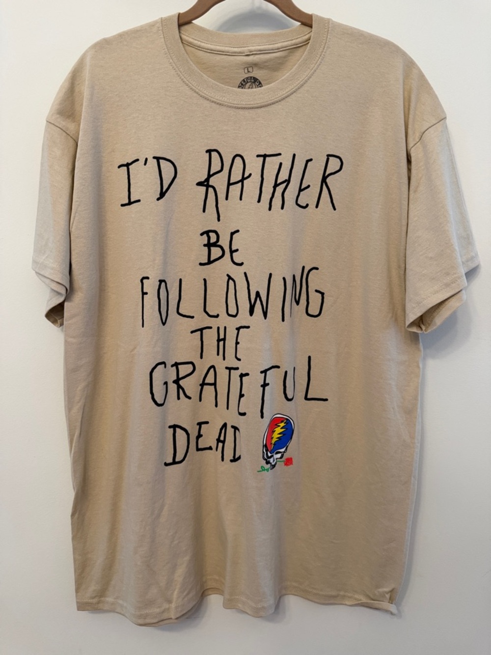 Ripple Junction Beige Graphic Tee with Multicolor Logo